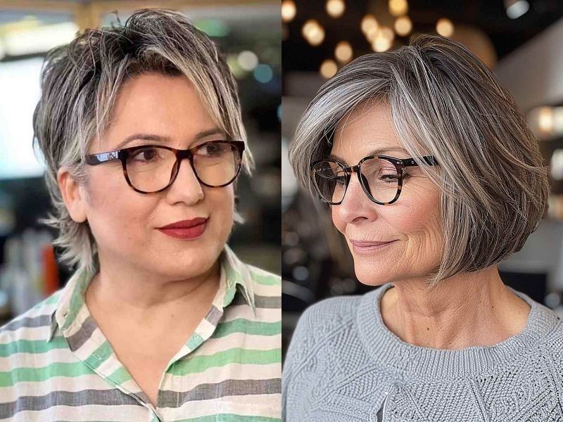 short hairstyles for over 50 with glasses